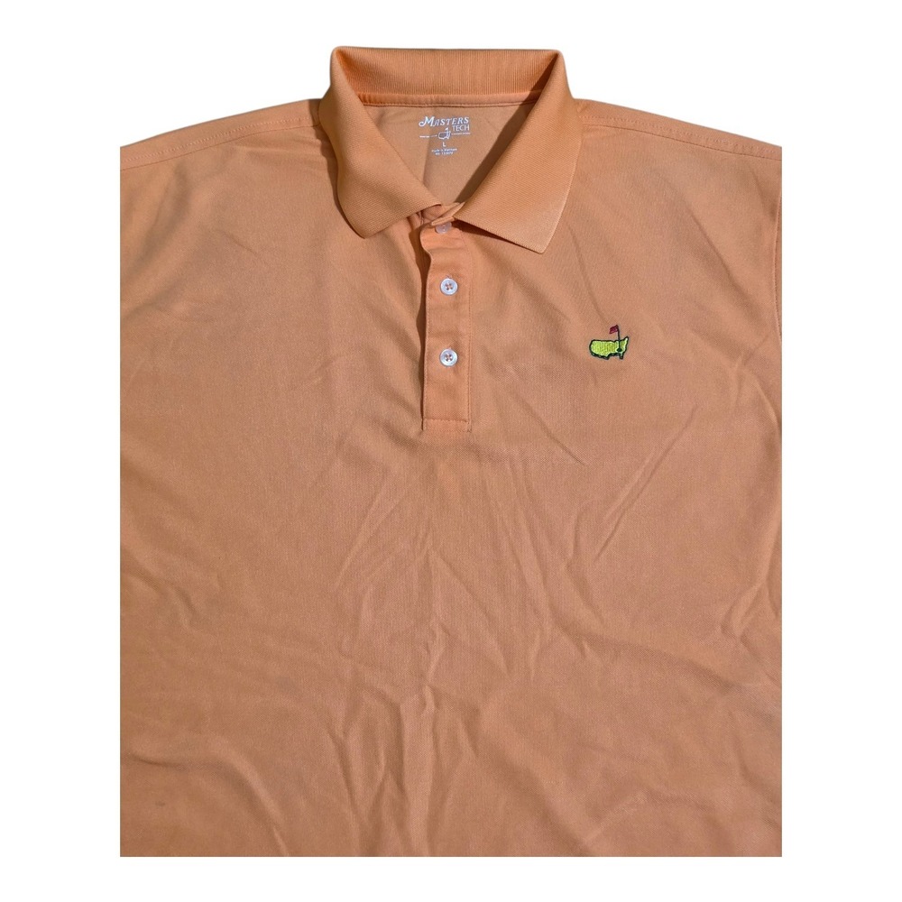 Masters Tech‎ Mens Large Orange Polo Shirt Augusta National Golf Logo Polyester - Picture 3 of 9